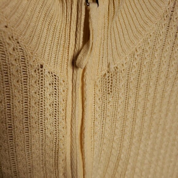 Women’s J. Jill Cream Cable Knit Zip Up Cardigan Medium - Picture 3 of 8